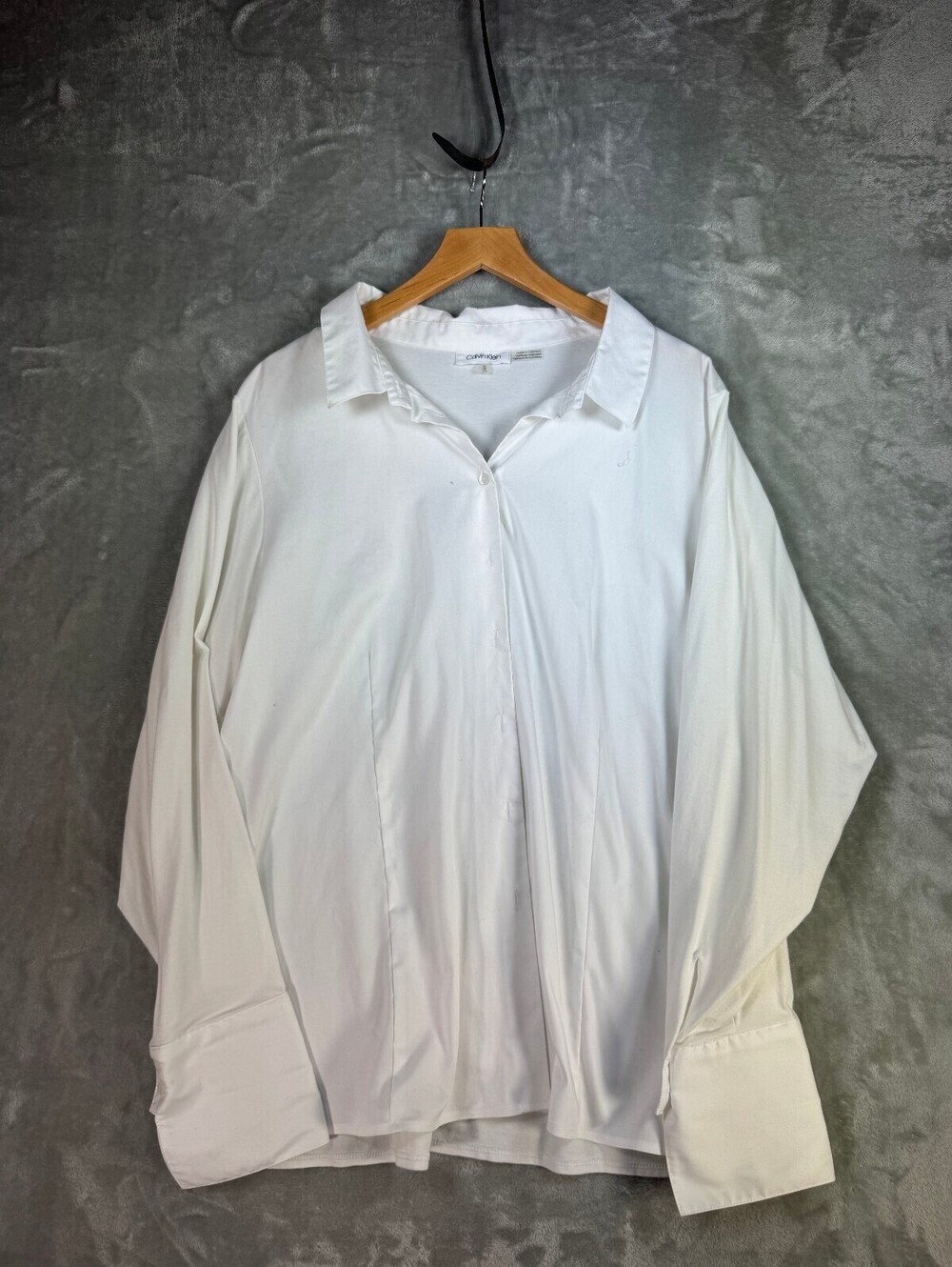 Calvin Klein Women's White Button-Up Shirt Size XL